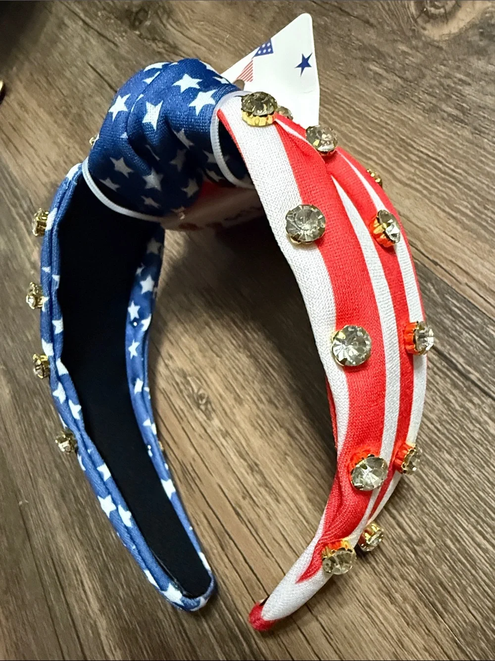 Patriotic Star & Stripe Kids Headband with Gem Accents